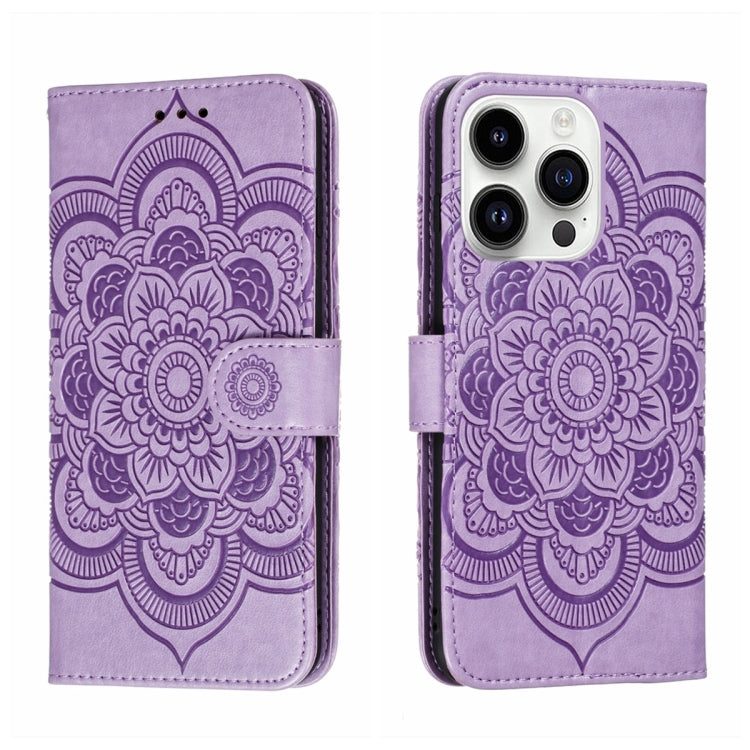 Custodia per telefono in pelle con stampa Sun Mandala, For iPhone 15 Pro, For iPhone 15 Plus, For iPhone 15