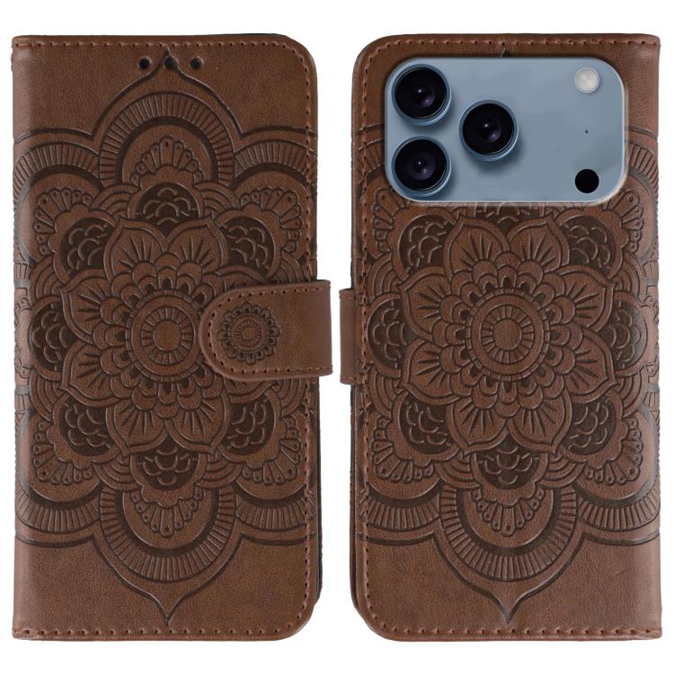 Custodia per telefono in pelle con stampa Sun Mandala, For iPhone 16e / 17e, For iPhone 17 Pro Max, For iPhone 17 Pro