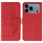 Custodia per telefono in pelle con texture litchi con motivo piuma, For iPhone 17 Pro Max, For iPhone 17 Pro, For iPhone 17, For iPhone Air