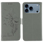Custodia per telefono in pelle con texture litchi con motivo piuma, For iPhone 17 Pro Max, For iPhone 17 Pro, For iPhone 17, For iPhone Air