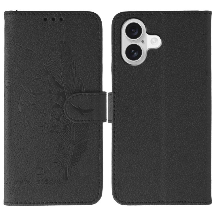 Custodia per telefono in pelle con texture litchi con motivo piuma, For iPhone 17 Pro Max, For iPhone 17 Pro, For iPhone 17, For iPhone Air