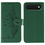 Custodia per telefono in pelle con texture litchi con motivo piuma, For iPhone 17 Pro Max, For iPhone 17 Pro, For iPhone 17, For iPhone Air