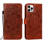 Custodia per cellulare in pelle con motivo a rilievo mandala in rilievo, For iPhone 16, For iPhone 15 Pro Max, For iPhone 15 Pro