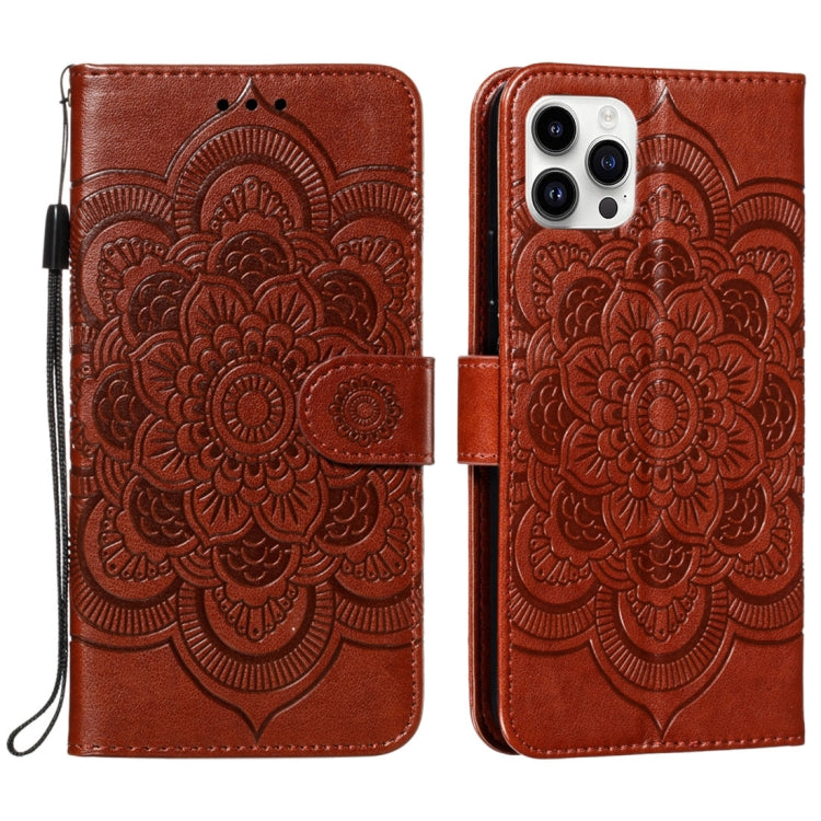 Custodia per cellulare in pelle con motivo a rilievo mandala in rilievo, For iPhone 16, For iPhone 15 Pro Max, For iPhone 15 Pro