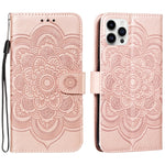 Custodia per cellulare in pelle con motivo a rilievo mandala in rilievo, For iPhone 16, For iPhone 15 Pro Max, For iPhone 15 Pro