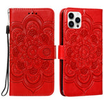 Custodia per cellulare in pelle con motivo a rilievo mandala in rilievo, For iPhone 16, For iPhone 15 Pro Max, For iPhone 15 Pro