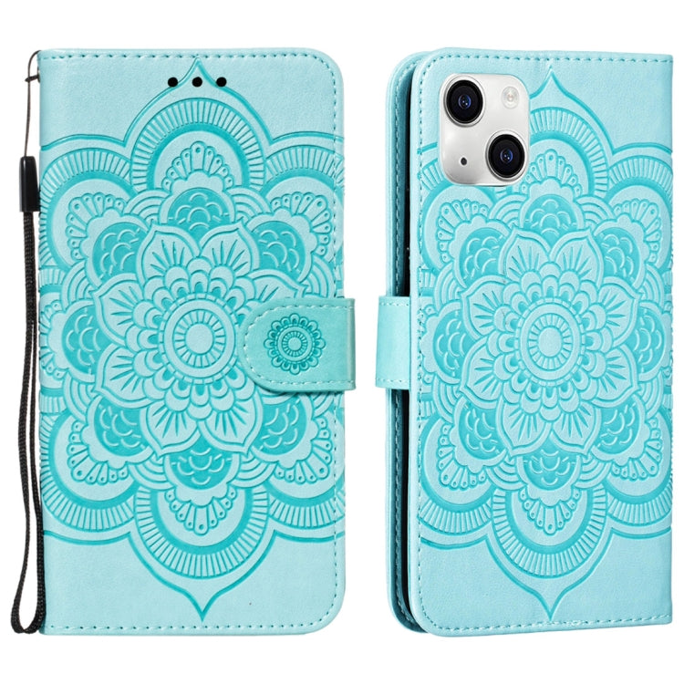Custodia per cellulare in pelle con motivo a rilievo mandala in rilievo, For iPhone 15 Plus, For iPhone 15