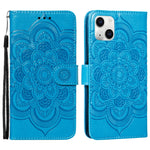 Custodia per cellulare in pelle con motivo a rilievo mandala in rilievo, For iPhone 15 Plus, For iPhone 15