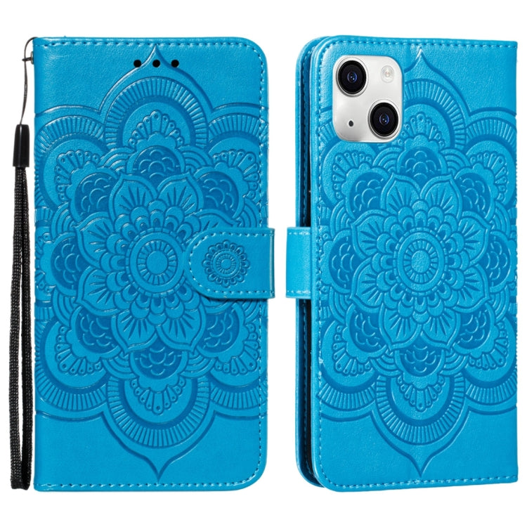 Custodia per cellulare in pelle con motivo a rilievo mandala in rilievo, For iPhone 15 Plus, For iPhone 15