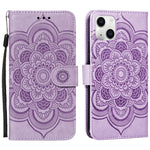 Custodia per cellulare in pelle con motivo a rilievo mandala in rilievo, For iPhone 15 Plus, For iPhone 15
