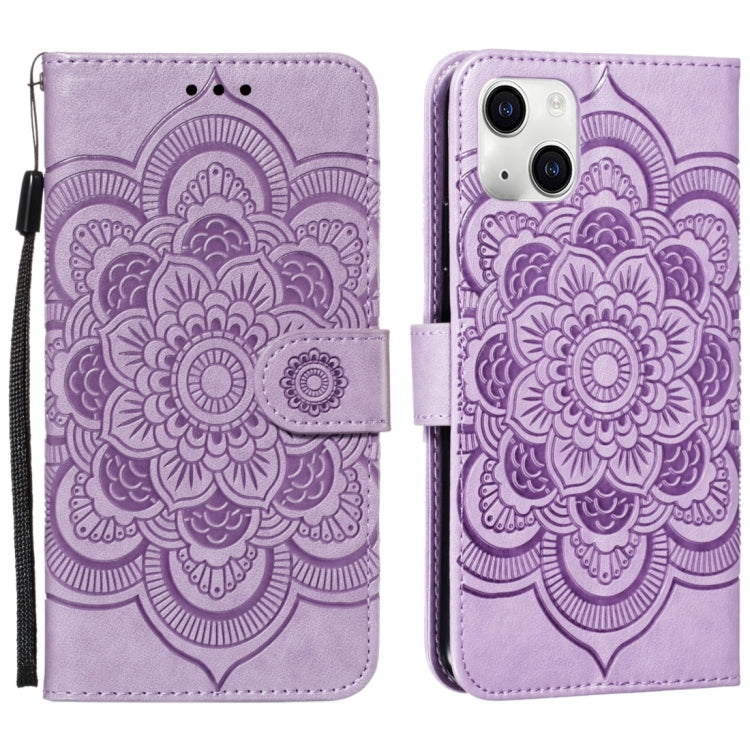 Custodia per cellulare in pelle con motivo a rilievo mandala in rilievo, For iPhone 15 Plus, For iPhone 15