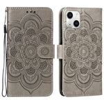Custodia per cellulare in pelle con motivo a rilievo mandala in rilievo, For iPhone 15 Plus, For iPhone 15
