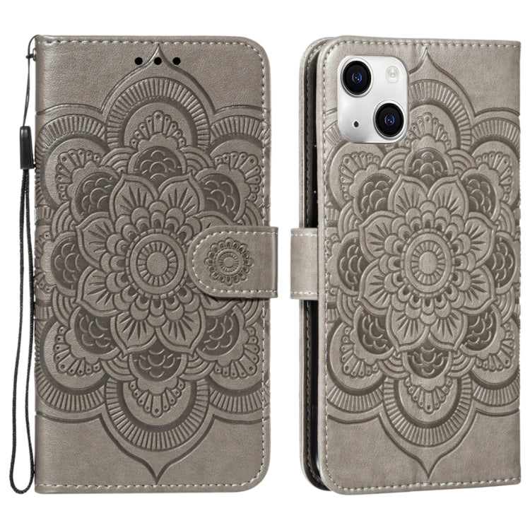 Custodia per cellulare in pelle con motivo a rilievo mandala in rilievo, For iPhone 15 Plus, For iPhone 15
