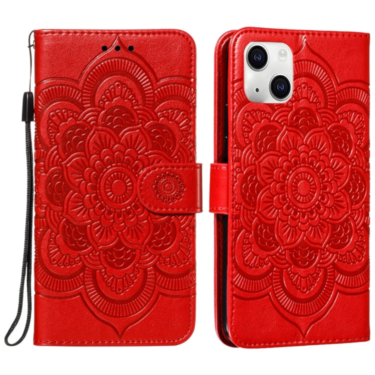 Custodia per cellulare in pelle con motivo a rilievo mandala in rilievo, For iPhone 15 Plus, For iPhone 15