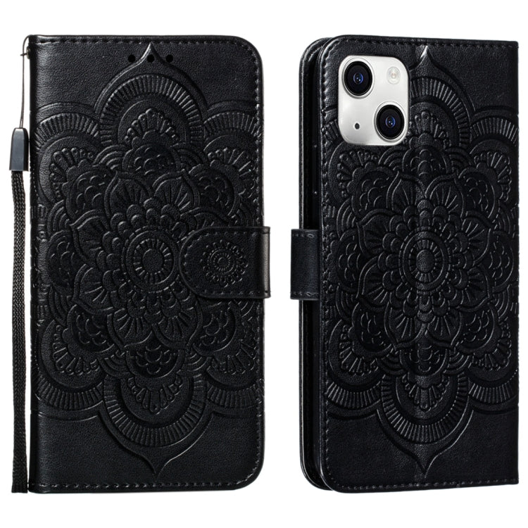 Custodia per cellulare in pelle con motivo a rilievo mandala in rilievo, For iPhone 15 Plus, For iPhone 15
