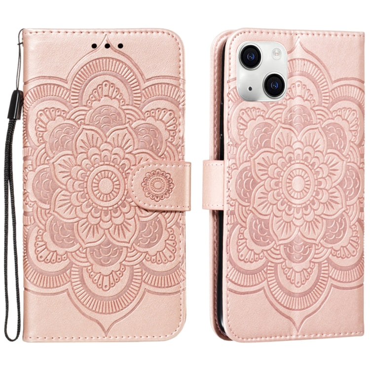 Custodia per cellulare in pelle con motivo a rilievo mandala in rilievo, For iPhone 15 Plus, For iPhone 15