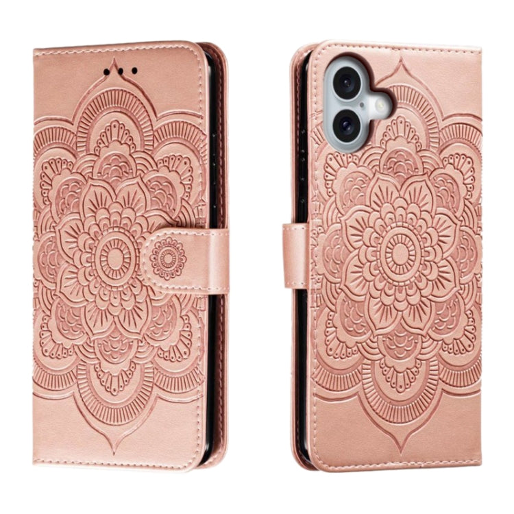 Custodia in pelle con motivo mandala per iPhone 16 Pro Max