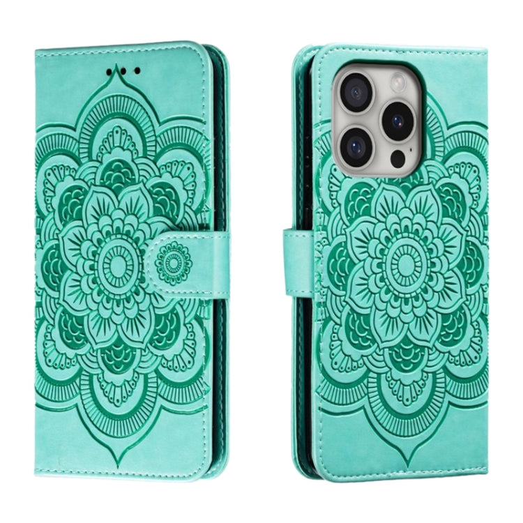 Custodia in pelle con motivo mandala per iPhone 16 Pro Max