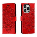Custodia in pelle con motivo mandala per iPhone 16 Pro Max
