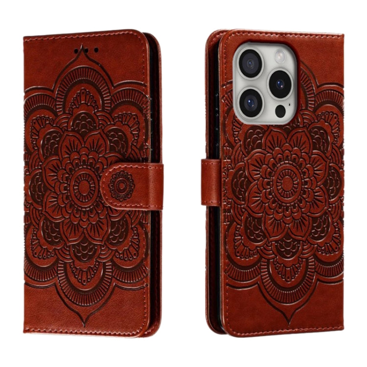 Custodia in pelle con motivo mandala per iPhone 16 Pro Max