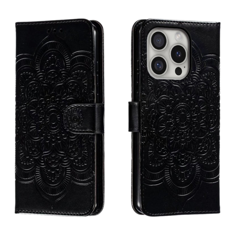 Custodia in pelle con motivo mandala per iPhone 16 Pro Max