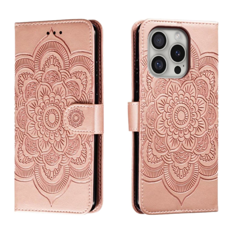 Custodia in pelle con motivo mandala per iPhone 16 Pro Max