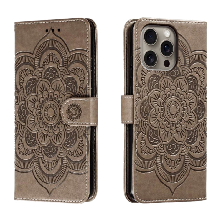 Custodia in pelle con motivo mandala per iPhone 16 Pro Max