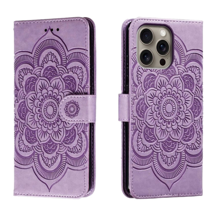 Custodia in pelle con motivo mandala per iPhone 16 Pro Max
