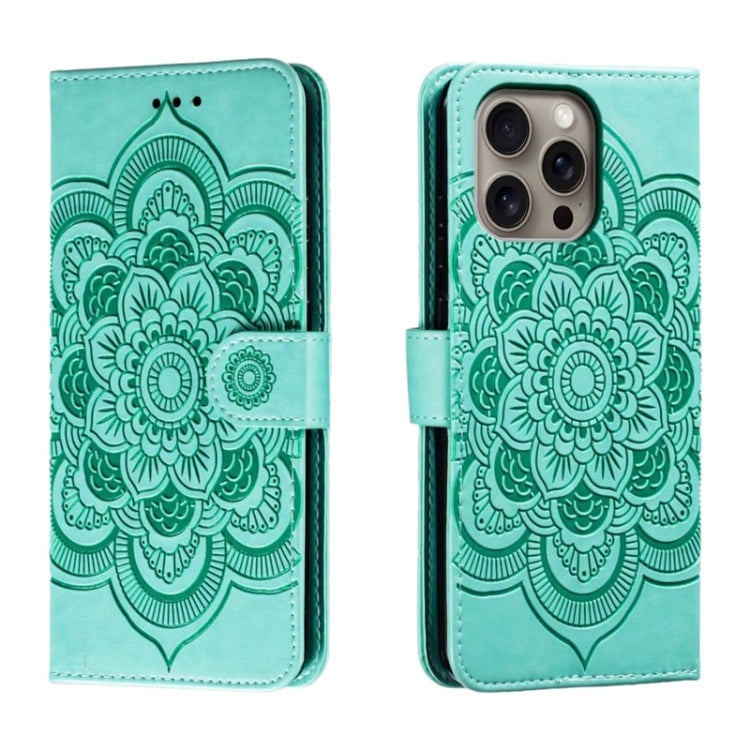 Custodia in pelle con motivo mandala per iPhone 16 Pro Max