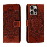 Custodia in pelle con motivo mandala per iPhone 16 Pro Max