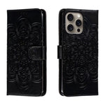 Custodia in pelle con motivo mandala per iPhone 16 Pro Max