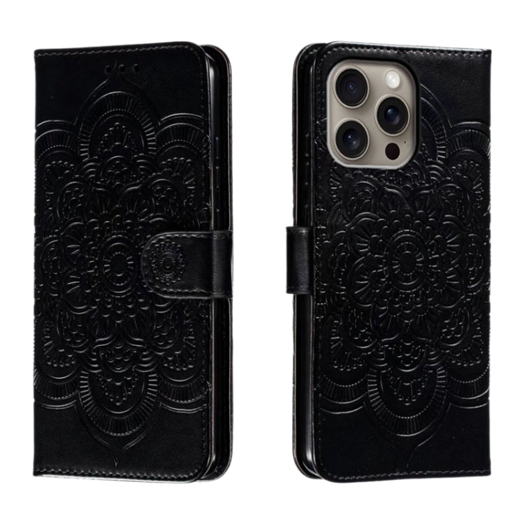 Custodia in pelle con motivo mandala per iPhone 16 Pro Max