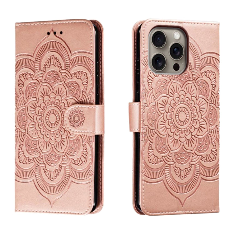Custodia in pelle con motivo mandala per iPhone 16 Pro Max