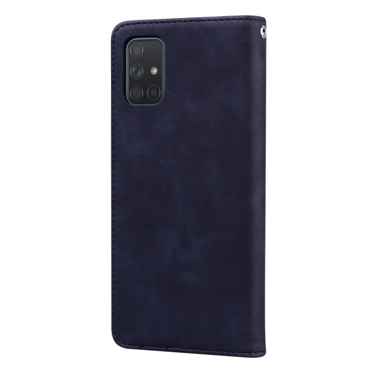 Custodia in pelle PU con vibrazione orizzontale magnetica aziendale smerigliata con supporto, slot per schede e cordino, For Samsung Galaxy A71