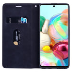 Custodia in pelle PU con vibrazione orizzontale magnetica aziendale smerigliata con supporto, slot per schede e cordino, For Samsung Galaxy A71