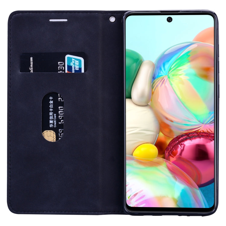 Custodia in pelle PU con vibrazione orizzontale magnetica aziendale smerigliata con supporto, slot per schede e cordino, For Samsung Galaxy A71