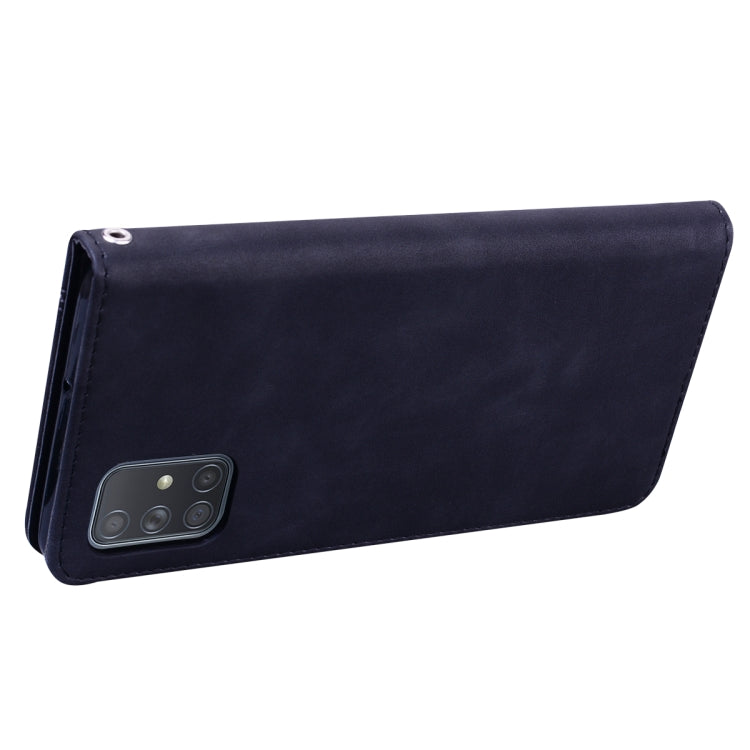 Custodia in pelle PU con vibrazione orizzontale magnetica aziendale smerigliata con supporto, slot per schede e cordino, For Samsung Galaxy A71