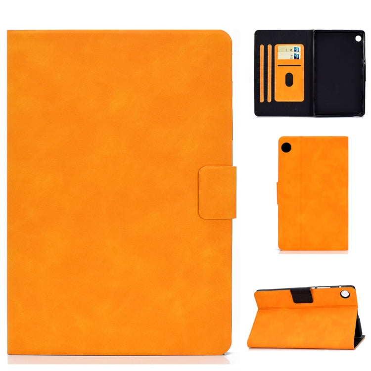 Custodia in pelle a conchiglia orizzontale in pelle bovina con supporto e slot per schede e funzione Sleep / Wake-up, For Huawei MatePad T8, For Lenovo M10 Plus TB-X606F