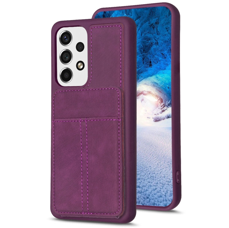 BF28 Custodia per telefono con sacchetto per carte satinato con supporto, For Samsung Galaxy A52, For Samsung Galaxy S21 5G, For Samsung Galaxy S21+ 5G, For Samsung Galaxy S21 Ultra 5G