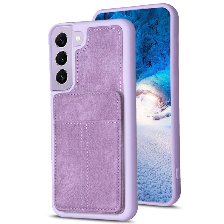 BF28 Custodia per telefono con sacchetto per carte satinato con supporto, For Samsung Galaxy A52, For Samsung Galaxy S21 5G, For Samsung Galaxy S21+ 5G, For Samsung Galaxy S21 Ultra 5G