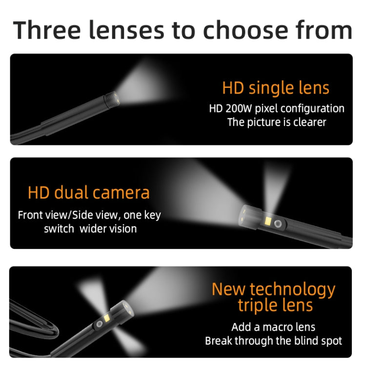 Endoscopio industriale con schermo da 7 pollici a doppia lente T23 da 5 mm, 5mm Dual-Lenses, 1m, 5mm Dual-Lenses, 2m, 5mm Dual-Lenses, 3.5m, 5mm Dual-Lenses, 5m, 10m Tube