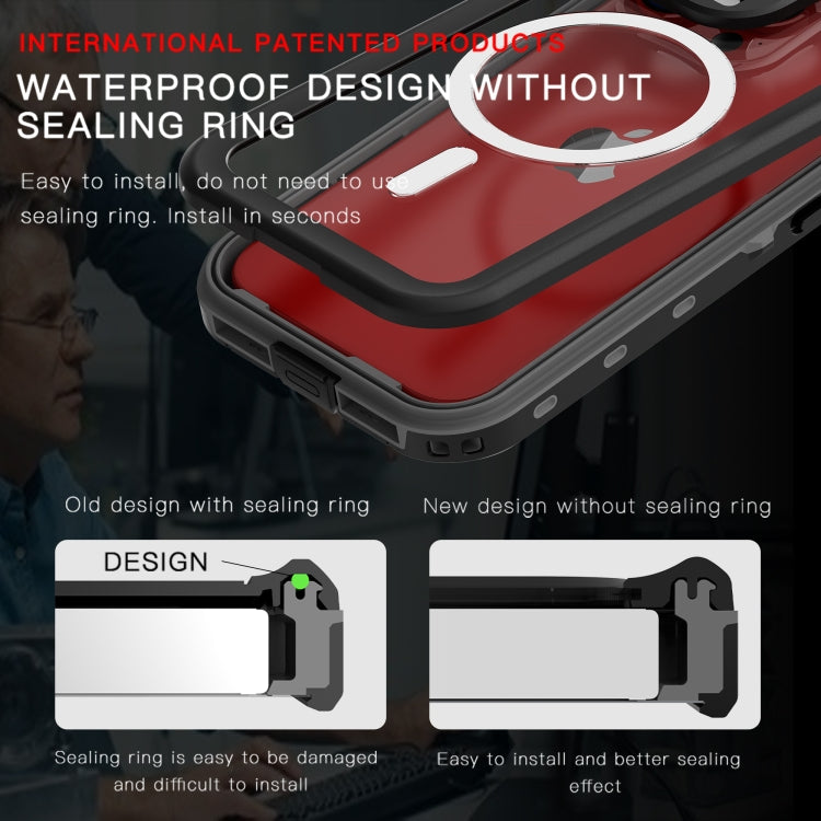 Custodia per telefono MagSafe impermeabile RedPepper IP68, For iPhone 15 Pro Max, For iPhone 15 Pro, For iPhone 15 Plus, For iPhone 15