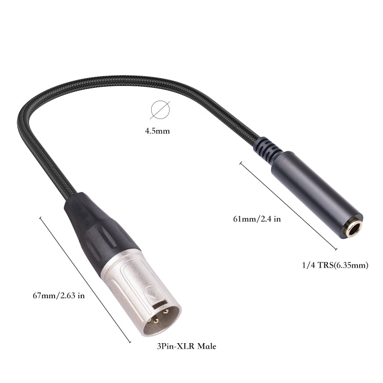 Cavo di conversione audio per microfono da femmina a XLR maschio da 0,3 m 6,35 mm, 635K04-03