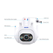 ESCAM PT304 HD 4MP Rilevamento umanoide Tracciamento Connessione WiFi Allarme sonoro Visione notturna intelligente Telecamera H.265, US Plug, AU Plug, EU Plug, UK Plug