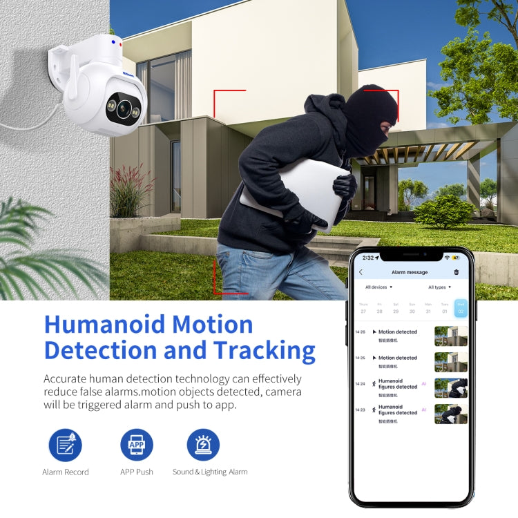 Telecamera sicurezza ESCAM PT304 HD 4MP WiFi con allarme