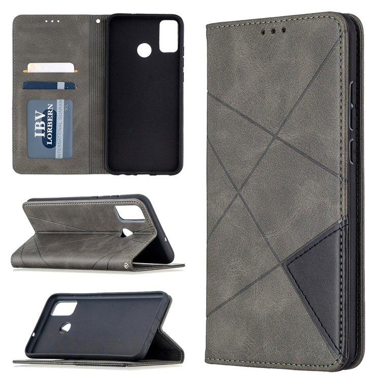 Custodia in pelle magnetica a vibrazione orizzontale con struttura a rombo con supporto, slot per carte e portafoglio, For Huawei Honor 9X Lite, For Xiaomi Redmi 9