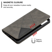Custodia in pelle magnetica a vibrazione orizzontale con struttura a rombo con supporto, slot per carte e portafoglio, For Huawei Honor 9X Lite, For Xiaomi Redmi 9