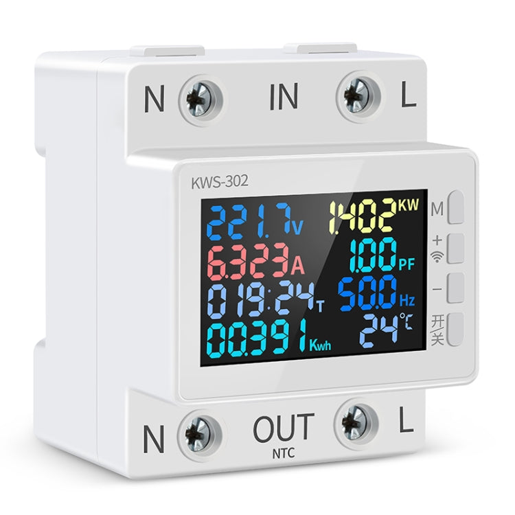 KWS-302 Misuratore di monitoraggio della tensione e della corrente del binario con display digitale CA multifunzionale da 170-270 V, KWS-302