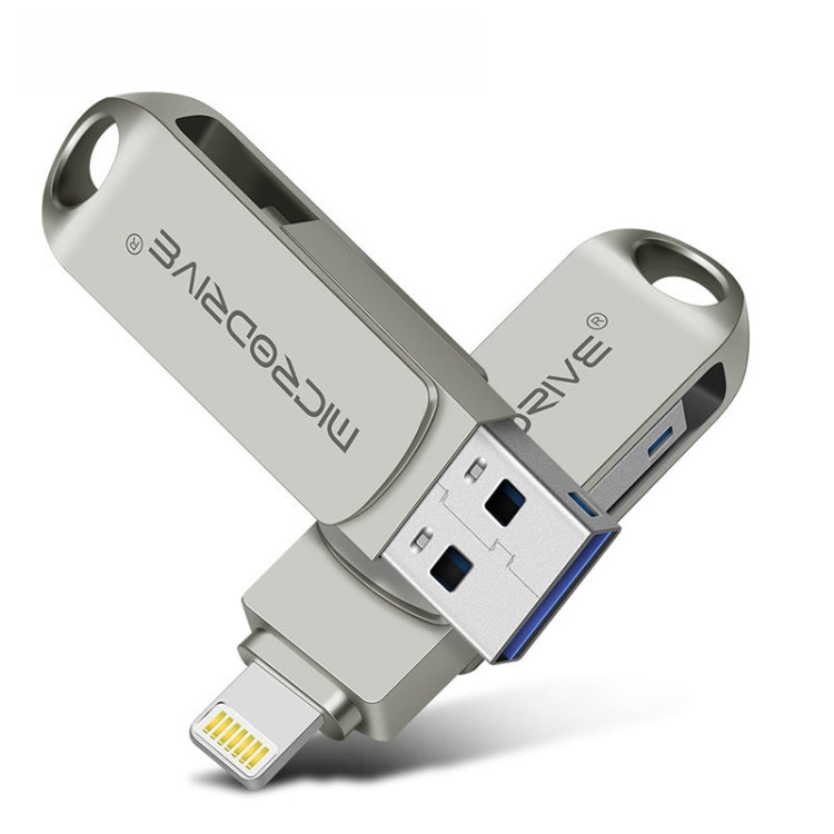 MicroDrive 2 in 1 Lightning + USB 2.0 Disco flash USB portatile in metallo, 8GB, 16GB, 32GB, 64GB, 128GB, 256GB, 512GB
