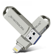 MicroDrive 2 in 1 Lightning + USB 2.0 Disco flash USB portatile in metallo, 8GB, 16GB, 32GB, 64GB, 128GB, 256GB, 512GB